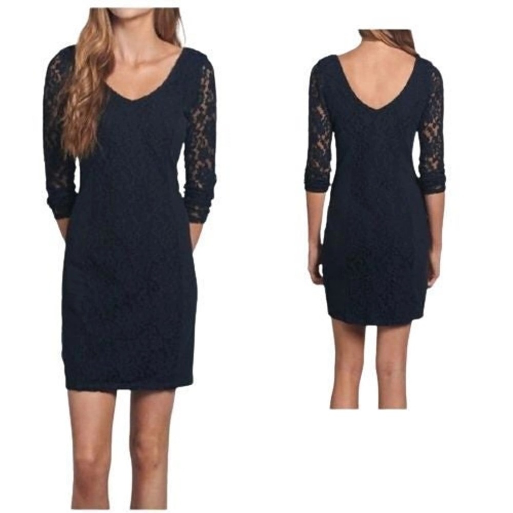 abercrombie and fitch dress Black Dress Lace Sleeves Lace Panel small